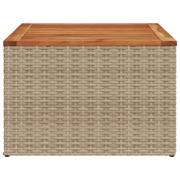 Mesa de jardín ratán sintético madera acacia beige 55x55x37 cm M 5