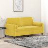 Sofá 2 lugares c/ almofadas decorativas 140 cm veludo amarelo 1