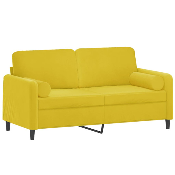 Sofá 2 lugares c/ almofadas decorativas 140 cm veludo amarelo M 3