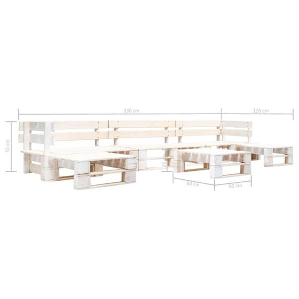 Set de muebles de jardín de palets 6 piezas madera blanco M 3