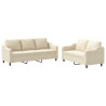 2 pcs conjunto de sofás com almofadões tecido cor creme 2