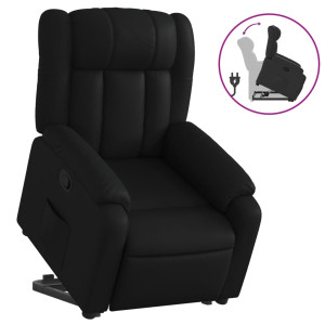 Sillón reclinable elevable cuero artificial negro H