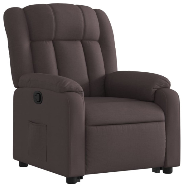 Sillón reclinable elevable tela marrón oscuro M 3