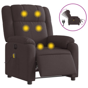 Sillón reclinable de masaje eléctrico tela marrón oscuro H