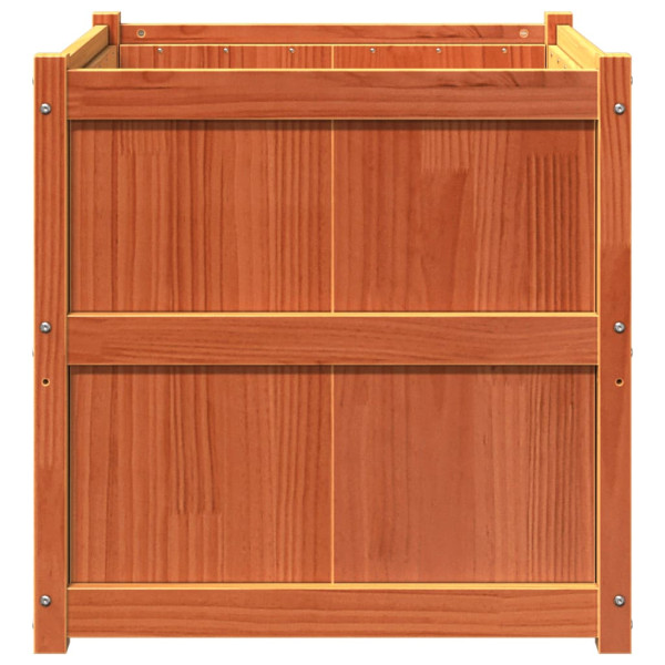 Jardinera exterior madera maciza pino marrón cera 70x70x70 cm M 5