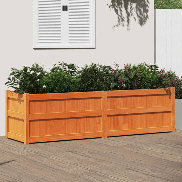 Jardinera exterior madera maciza pino marrón cera 180x50x50cm D