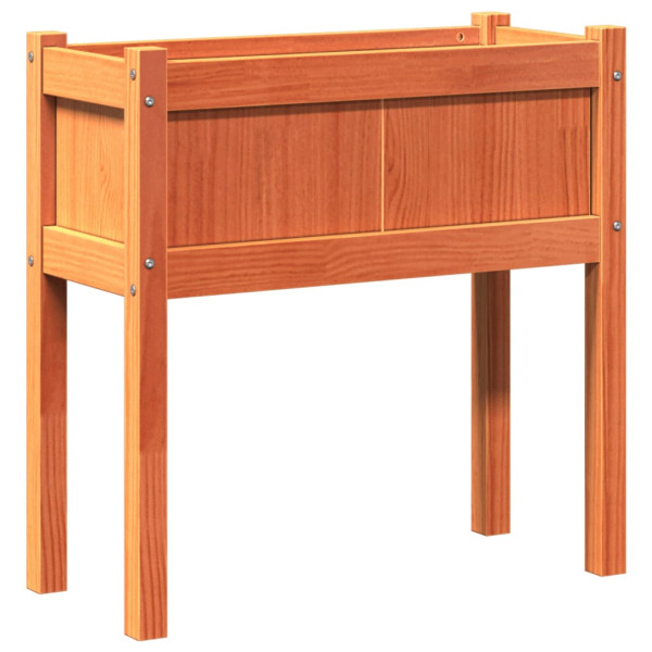 Jardineras con patas 2 uds madera maciza de pino marrón cera M 5