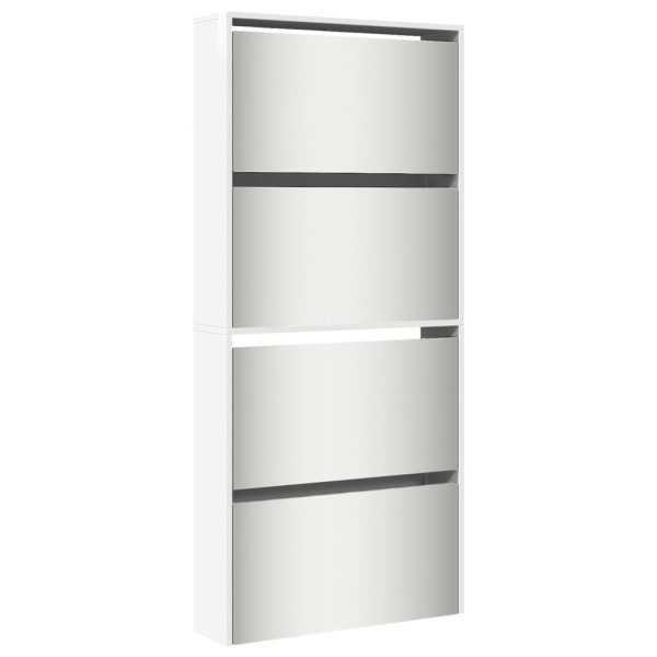 Sapateira c/ espelho 4 divisórias 63x17x134 cm branco brilhante M 2