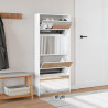Mueble zapatero con espejo 4 niveles blanco brillo 63x17x134 cm 3