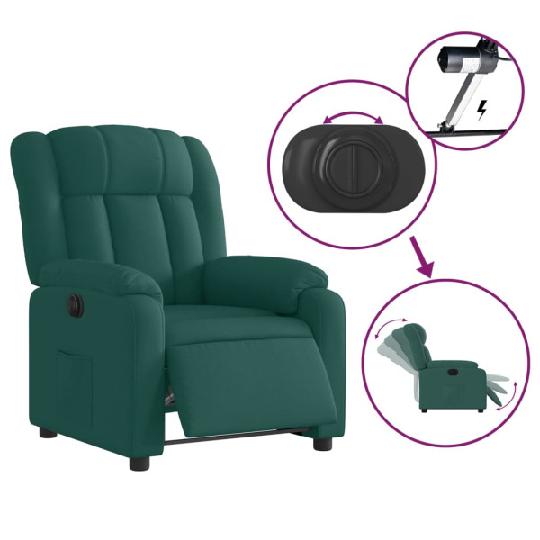 Sillón reclinable eléctrico tela verde oscuro M 5