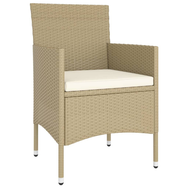 Set comedor jardín 5 pzas ratán sintético vidrio templado beige M 4