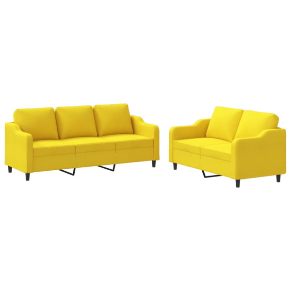 2 pcs conjunto de sofás com almofadões tecido amarelo-claro M 2