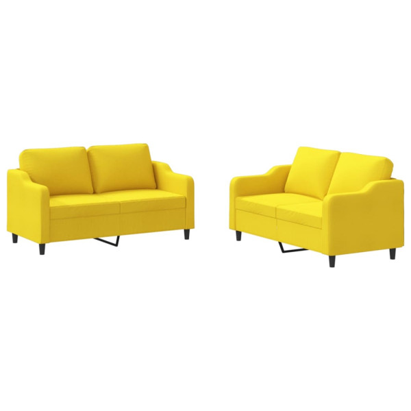2 pcs conjunto de sofás com almofadões tecido amarelo-claro M 2