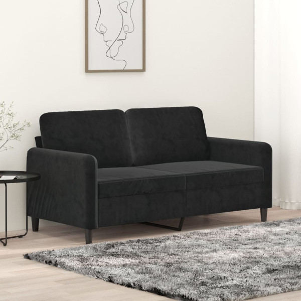 Sofá de 2 plazas terciopelo negro 140 cm D