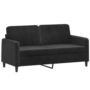 Sofá de 2 lugares veludo 140 cm preto H