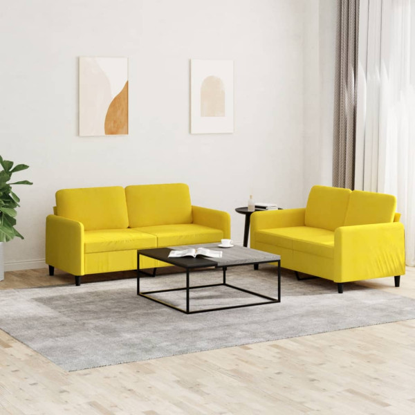 2 pcs conjunto de sofás veludo amarelo D