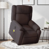 Sillón masaje eléctrico reclinable elevable tela marrón oscuro 1