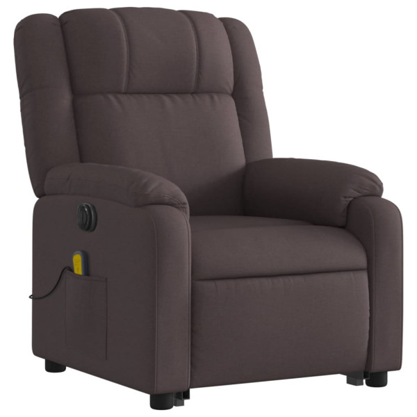 Sillón masaje eléctrico reclinable elevable tela marrón oscuro M 3