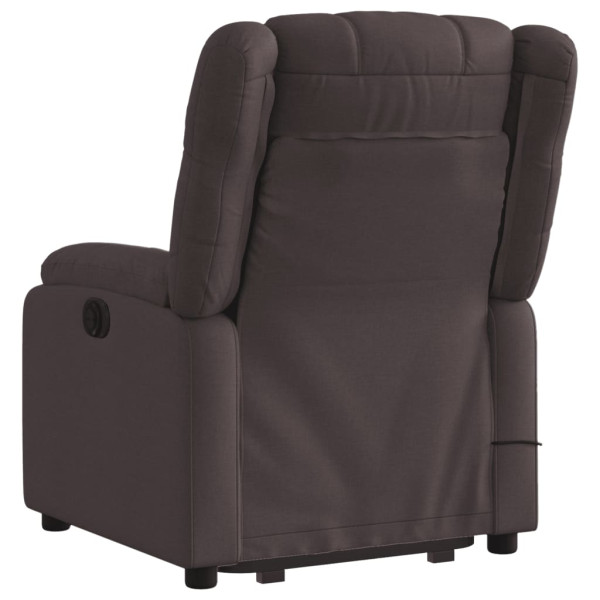 Sillón masaje eléctrico reclinable elevable tela marrón oscuro M 4