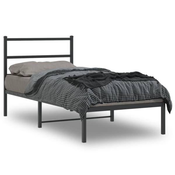 Estructura de cama con cabecero metal negro 90x190 cm D