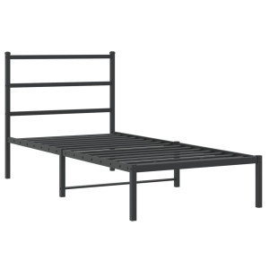 Estrutura de cama com cabeceira 90x190 cm metal preto H