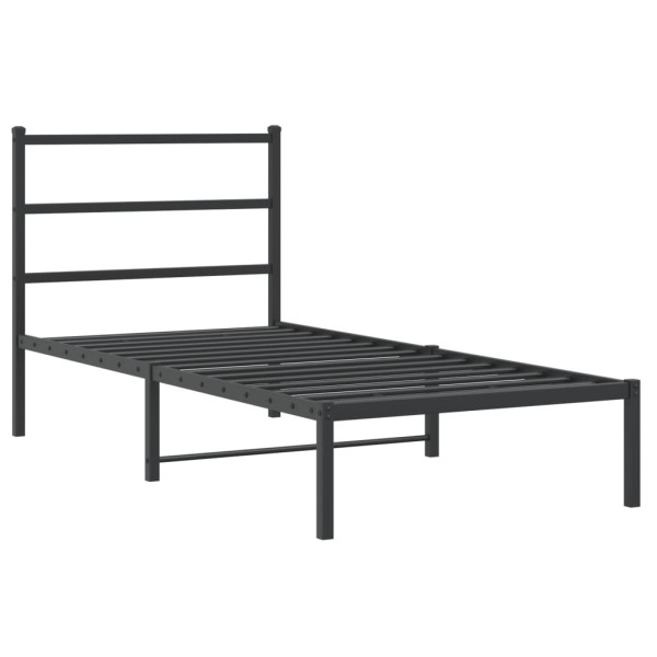 Estructura de cama con cabecero metal negro 90x190 cm M 2