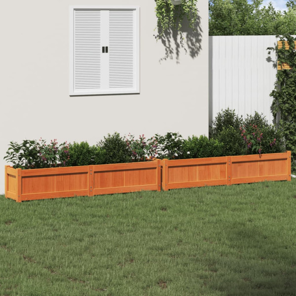 Jardineras de exterior 2 uds madera maciza de pino marrón cera D
