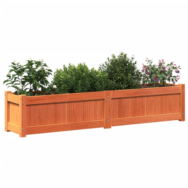 Jardineras de exterior 2 uds madera maciza de pino marrón cera M 4