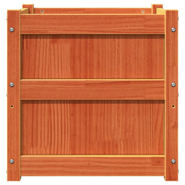 Jardinera exterior madera maciza pino marrón cera 50x50x50 cm M 5
