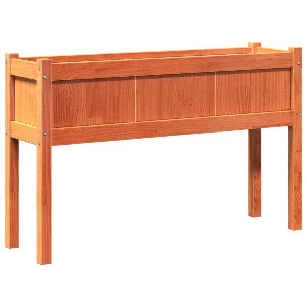 Jardinera con patas madera maciza pino marrón cera 110x31x70 cm M 2