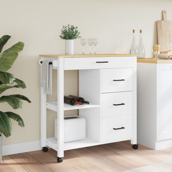 Carrito de cocina MONZA madera maciza de pino 84x40x90 cm M 3
