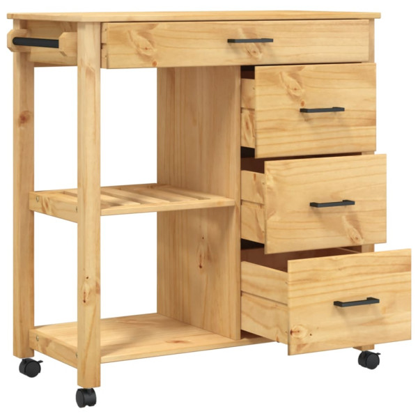 Carrito de cocina MONZA madera maciza de pino 84x40x90 cm M 4