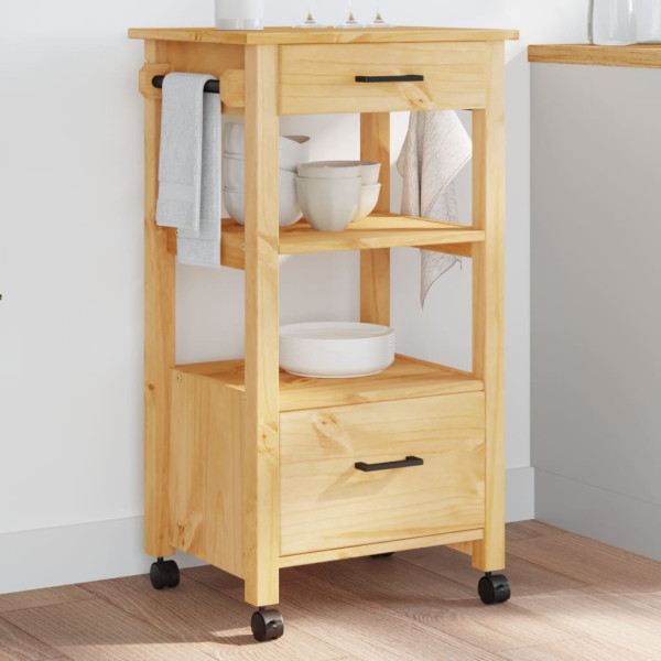 Carrito de cocina MONZA madera maciza de pino 48x40x90 cm D