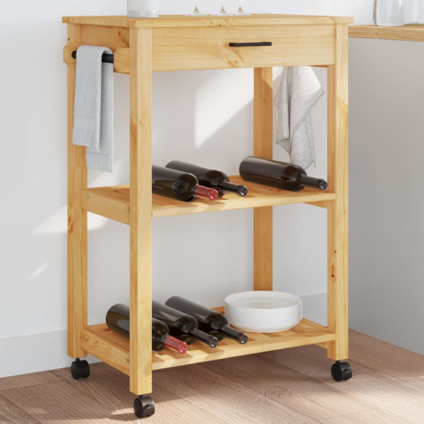 Carrito de cocina MONZA madera maciza de pino 60x40x90 cm D