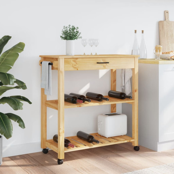 Carrito de cocina MONZA madera maciza de pino 84x40x90 cm M 3