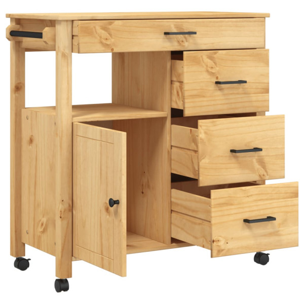 Carrito de cocina MONZA madera maciza de pino 84x40x90 cm M 4