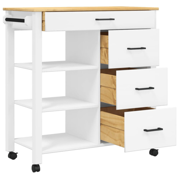 Carrito de cocina MONZA madera maciza de pino 84x40x90 cm M 4