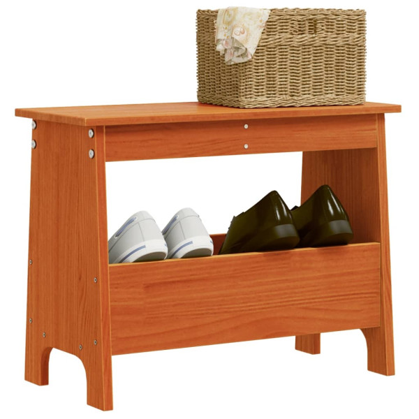 Banco de recibidor madera maciza pino marrón cera 60x28x45 cm D