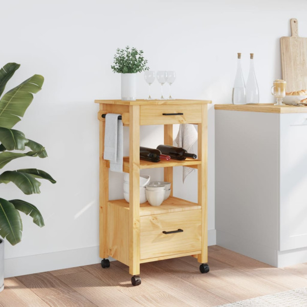 Carrito de cocina MONZA madera maciza de pino 48x40x90 cm M 3