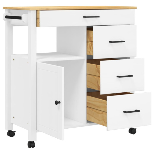 Carrito de cocina MONZA madera maciza de pino 84x40x90 cm M 4