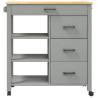 Carrito de cocina MONZA madera maciza de pino 84x40x90 cm 5