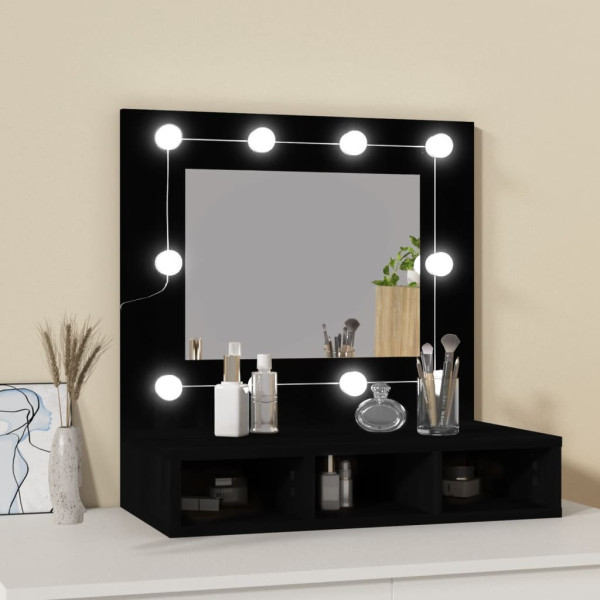 Mueble con espejo y LED negro 60x31.5x62 cm M 4