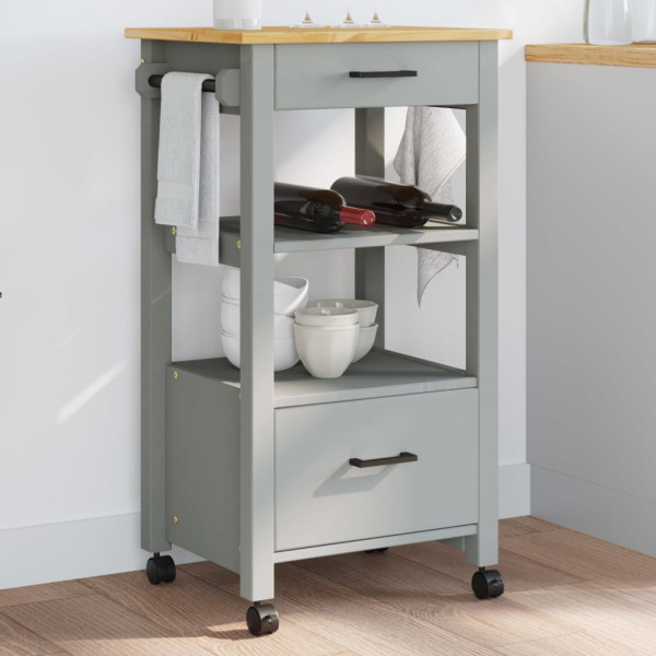 Carrito de cocina MONZA madera maciza de pino 48x40x90 cm D