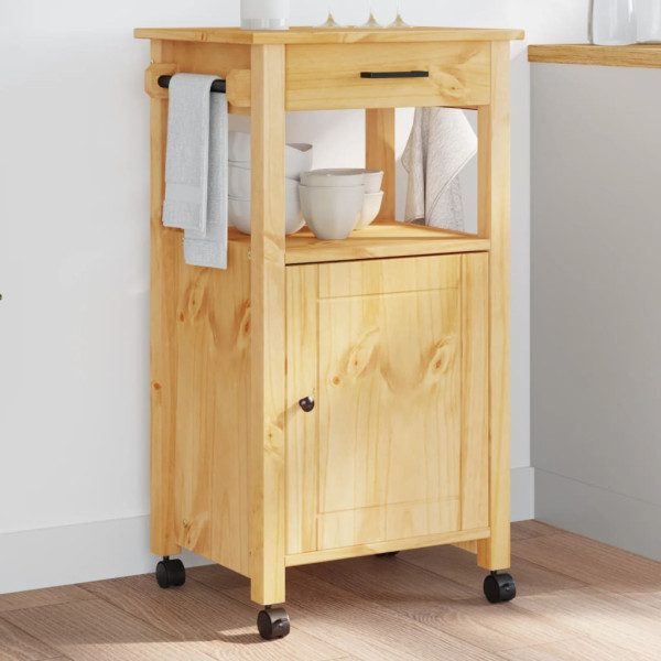 Carrito de cocina MONZA madera maciza de pino 48x40x90 cm D