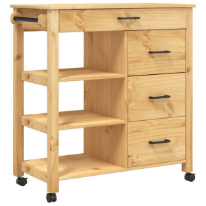 Carrito de cocina MONZA madera maciza de pino 84x40x90 cm H