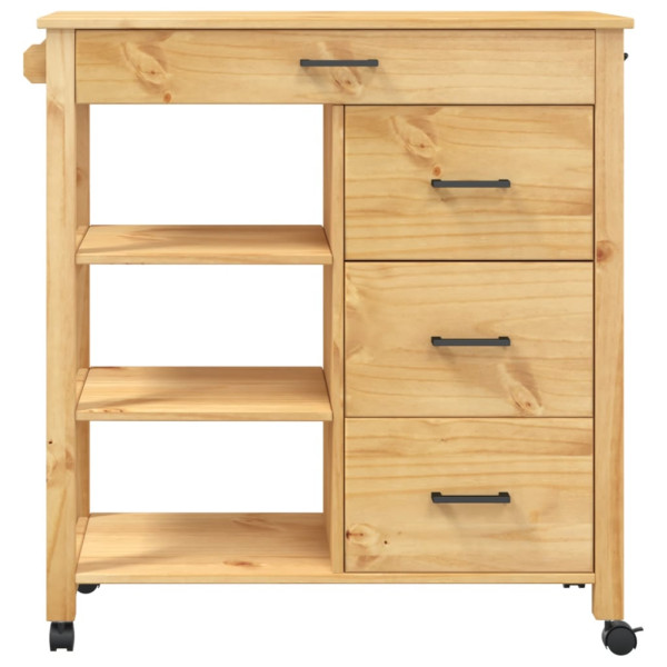 Carrito de cocina MONZA madera maciza de pino 84x40x90 cm M 5