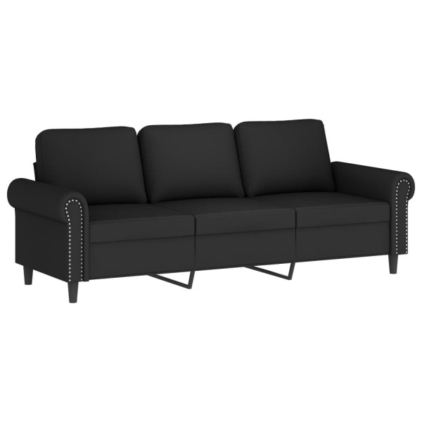 Sofá 3 lugares c/ almofadas decorativas 180 cm veludo preto M 4