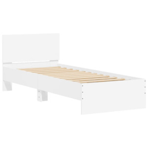 Estrutura de cama c/ cabeceira 90x190 cm deriv. madeira branco H