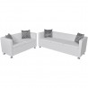 Conjunto de sofás de 2 y 3 plazas y sillón de cuero artificial blanco 1
