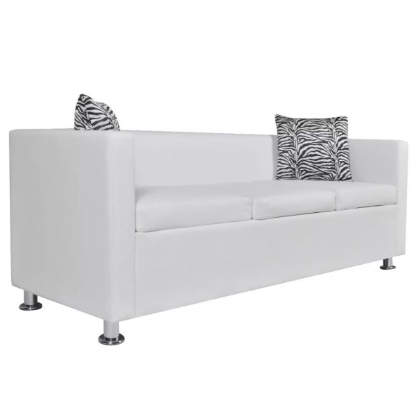 Conjunto de sofás de 2 e 3 lugares couro artificial branco M 3